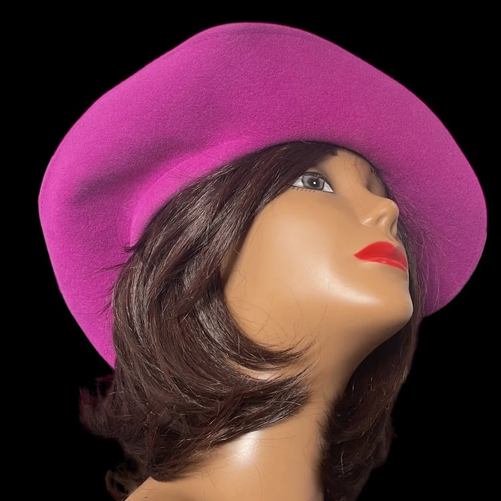 Vintage Fushia Wool Hat with Flower - Picture 7 of 16